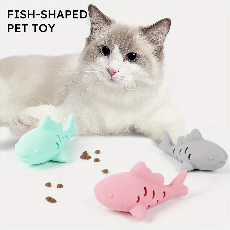 Interactive Treat Dispensing Cat Toy | Bite-Resistant Fish Toy