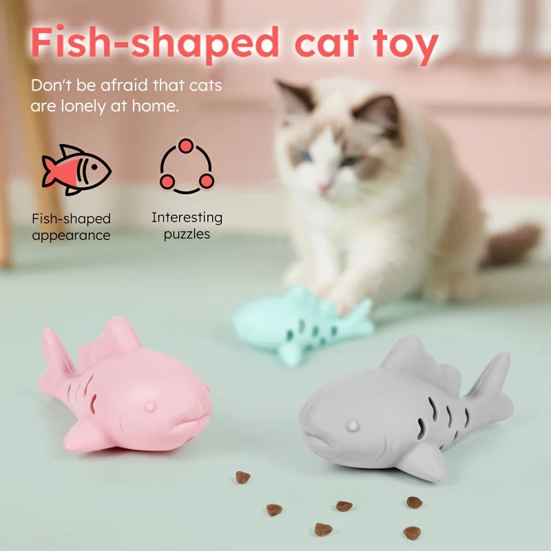 Interactive Treat Dispensing Cat Toy | Bite-Resistant Fish Toy