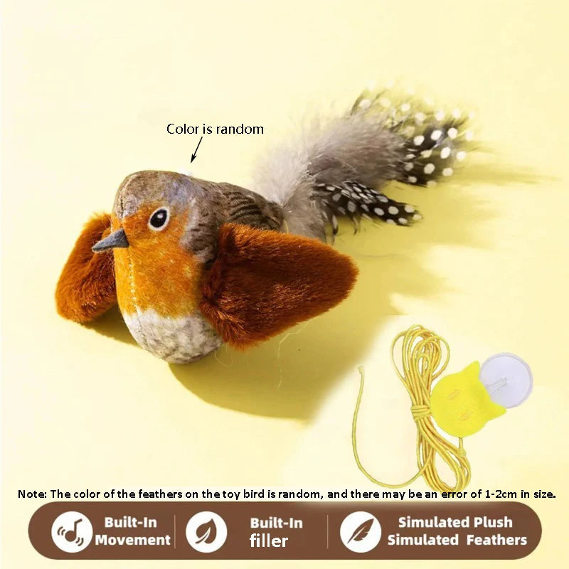 Interactive Bird Sound Cat Toy – Hanging Feather Toy with Catnip