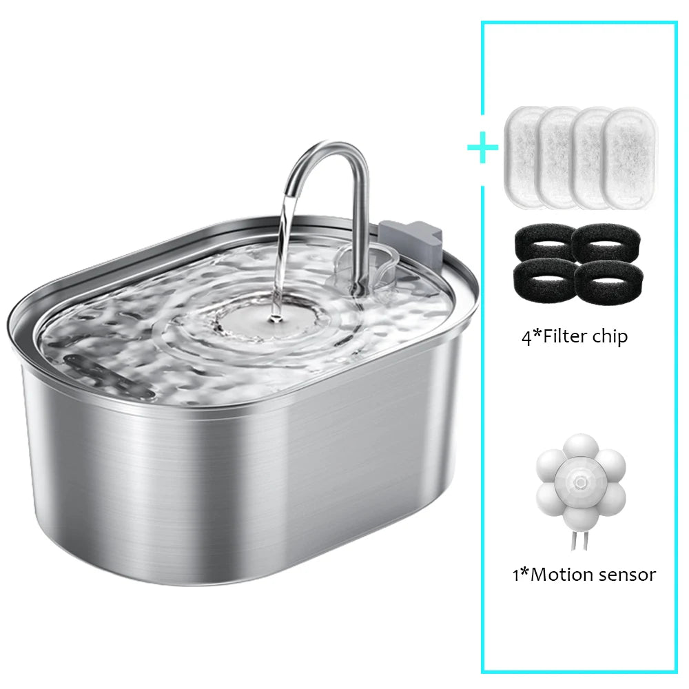 Smart Stainless Steel Pet Water Fountain for Cats & Dogs