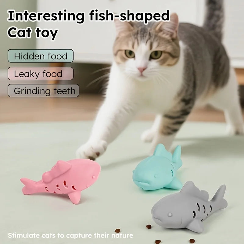 Interactive Treat Dispensing Cat Toy | Bite-Resistant Fish Toy