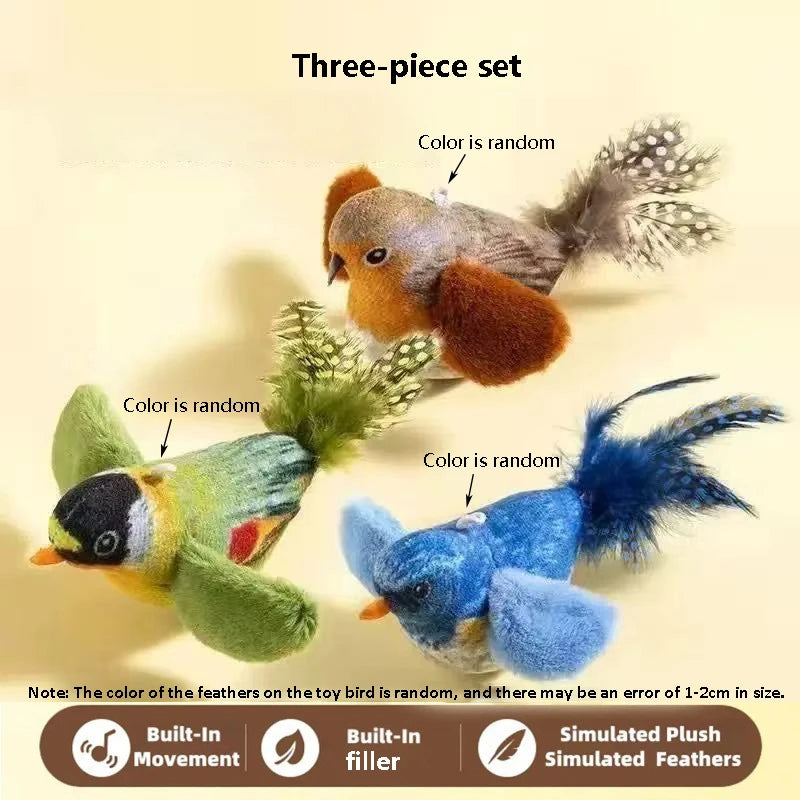 Interactive Bird Sound Cat Toy – Hanging Feather Toy with Catnip