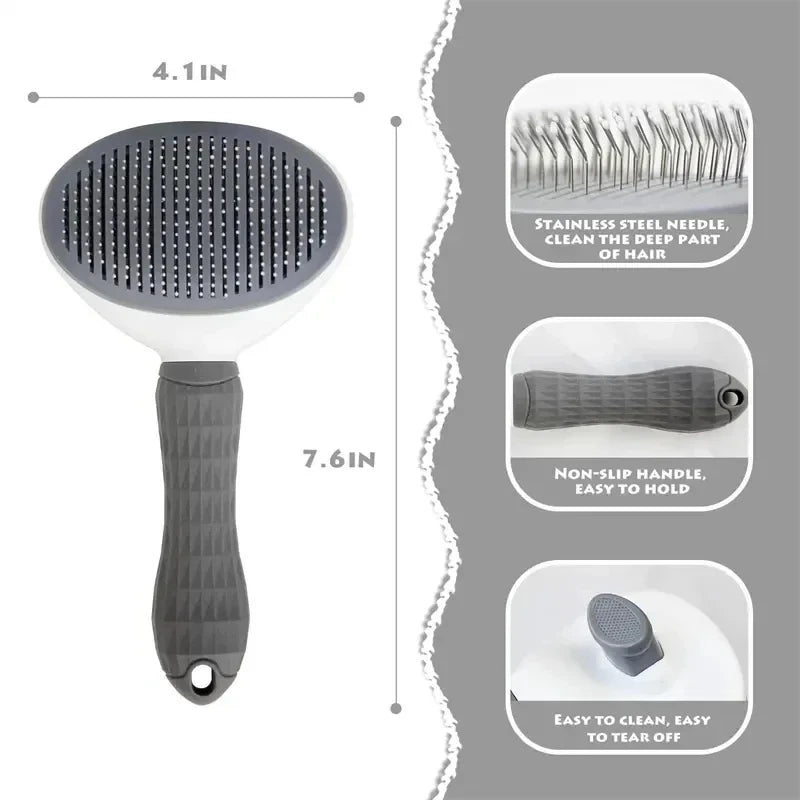 Self-Cleaning Pet Brush for Dogs & Cats | Hair Remover Comb