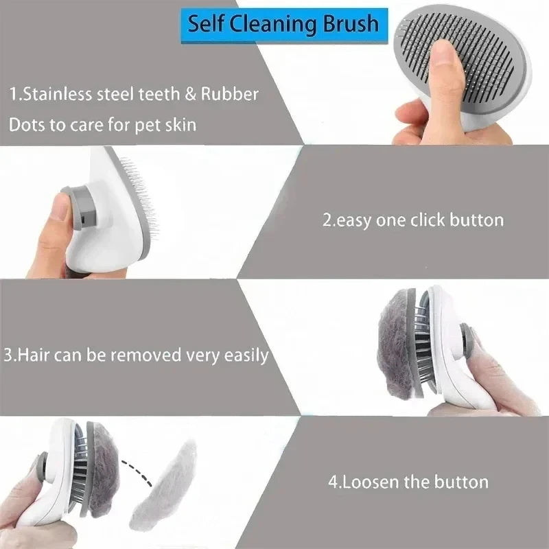 Self-Cleaning Pet Brush for Dogs & Cats | Hair Remover Comb