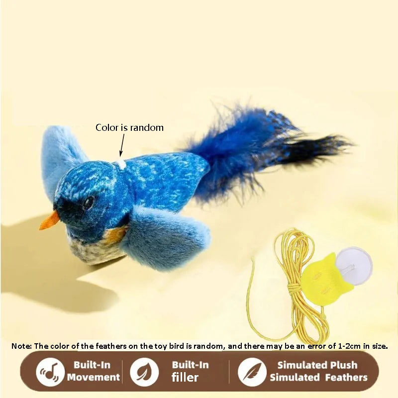 Interactive Bird Sound Cat Toy – Hanging Feather Toy with Catnip
