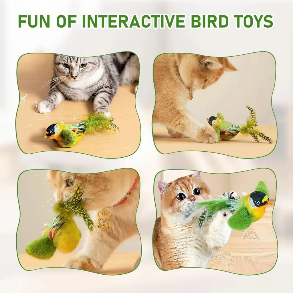 Interactive Bird Sound Cat Toy – Hanging Feather Toy with Catnip