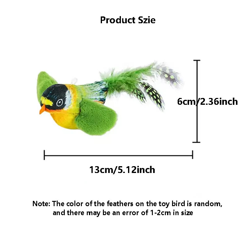 Interactive Bird Sound Cat Toy – Hanging Feather Toy with Catnip