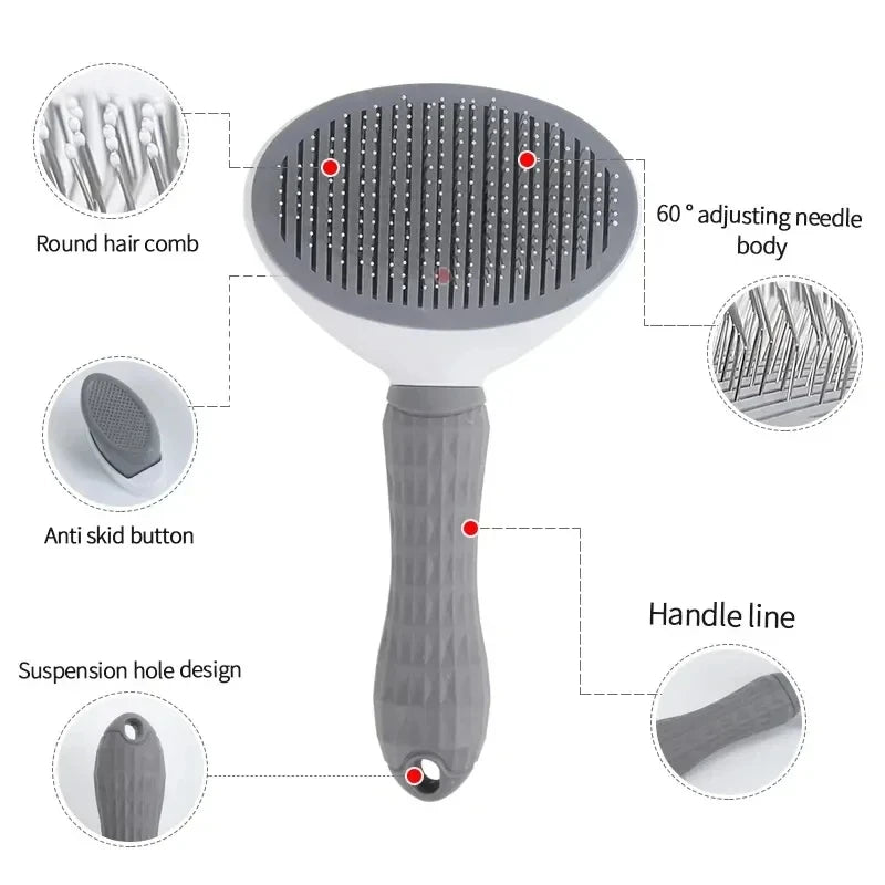 Self-Cleaning Pet Brush for Dogs & Cats | Hair Remover Comb